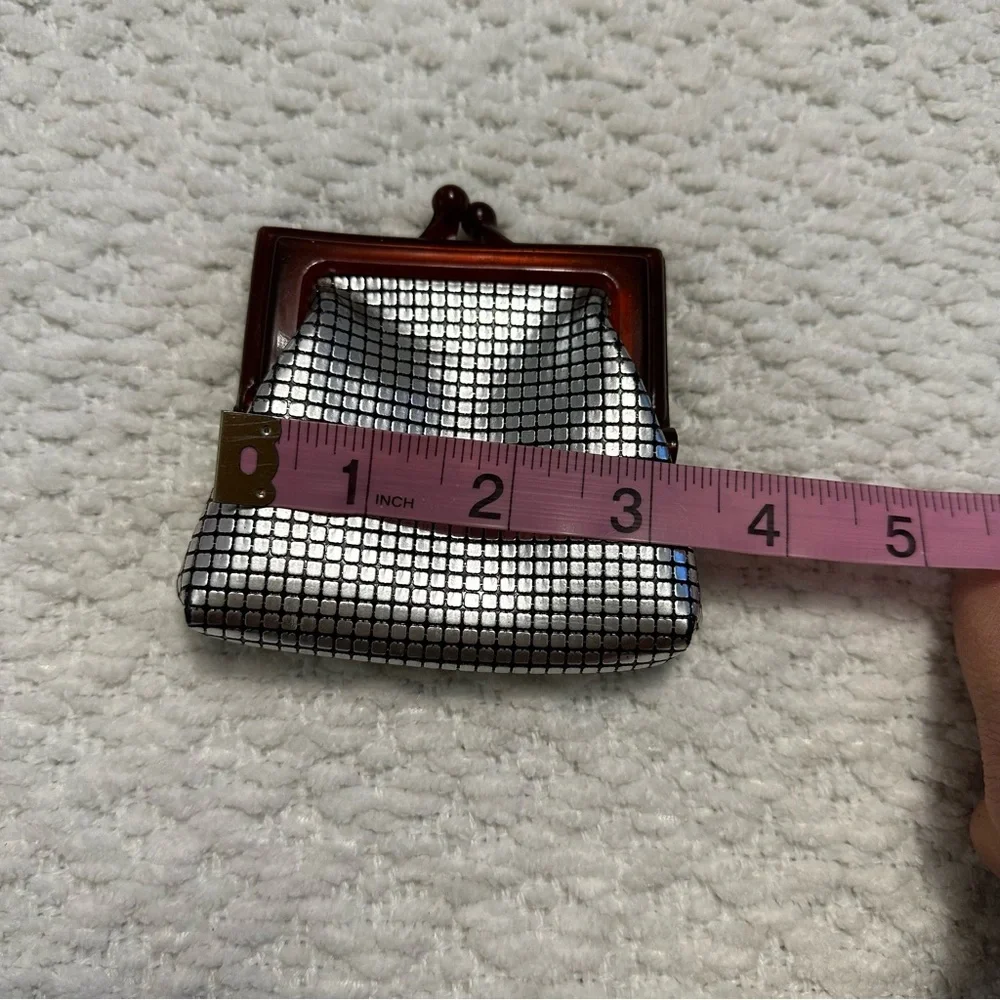 Vintage Regal Clutch and Coin Purse Set Silver Tone Mesh Print Vinyl - Picture 15 of 15